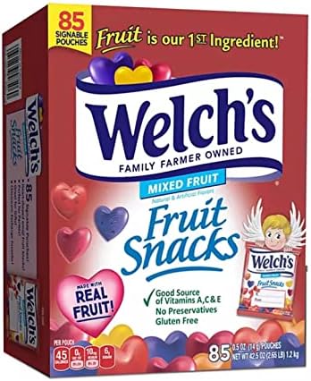 Welch's Valentine’s Day Fruit Snacks (0.5 oz., 85 ct.), 1.0 Count