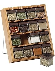 Kamenstein Bamboo Inspirations 16-Cube Spice Rack with Free Spice Refills for 5 Years