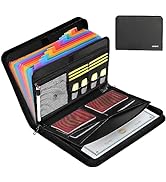 JUNDUN Accordion File Organizer - 12 Pocket Expanding File Folder with Zipper & Labels - Fireproo...