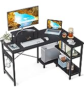 ODK Small L Shaped Computer Desk with Reversible Storage Shelves, 40 Inch L-Shaped Corner Desk wi...