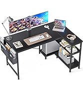 ODK Small L Shaped Computer Desk, 48 Inch Corner Desk with Reversible Storage Shelves & PC Stand ...