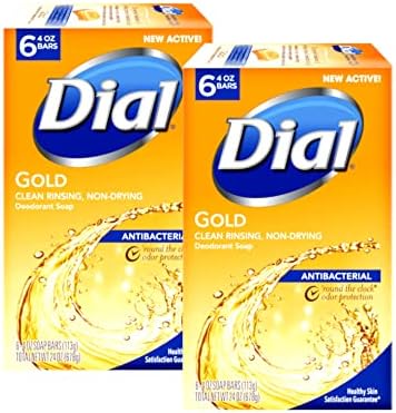 Dial Antibacterial Soap Bar, Gold, 6 Count (Pack of 2)