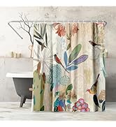 Americanflat 71x74 Floral Shower Curtain - 100% Polyester Shower Curtain with 12 Hooks - Shower C...