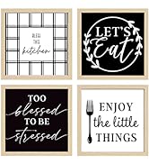 ArtbyHannah 4 Pack 10x10 Framed Kitchen Wall Art Decor for Dining Room with Black and White Wall ...