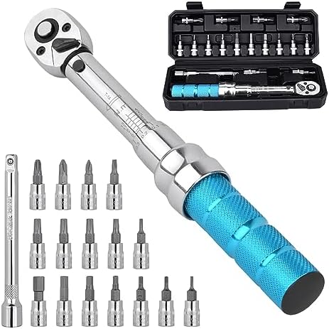 COTOUXKER Bike Torque Wrench Set, 1/4 Inch Drive Torque Wrench 2 to 14 Nm Bicycle Tool Kit for MTB Mountain Road Bikes with Allen Key, Torx Sockets, Extension Bar