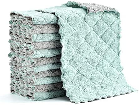 Hypermotion Microfiber Cleaning Cloth, Kitchen Towels, Double-Sided Microfiber Towel Lint Free Highly Absorbent Multi-Purpose Dust and Dirty Cleaning Supplies for Kitchen Car Cleaning. Pack of 12