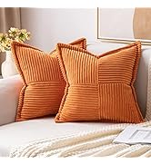 MIULEE Corduroy Pillow Covers with Splicing Set of 2 Super Soft Couch Pillow Covers Broadside Str...