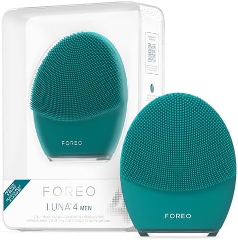 FOREO LUNA 4 MEN Face Cleansing Brush for Skin & Beard - Firming Face Massager - Anti Aging Face Care - Enhances Absorption of Facial Skin Care Products - App-connected - USB-rechargeable - Waterproof