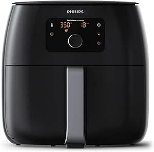 Philips Premium Airfryer XXL, Fat Removal Technology, 3lb/7qt, Rapid Air Technology, Digital Display, Keep Warm Mode, 5 Cooking Presets, NutriU App, Family Sized, Black (HD9650/96)