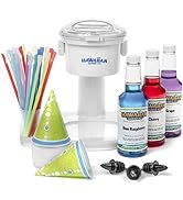 Hawaiian Shaved Ice Snow Cone Machine Package with Flavoring Syrups, Featuring Cherry, Grape, Blu...