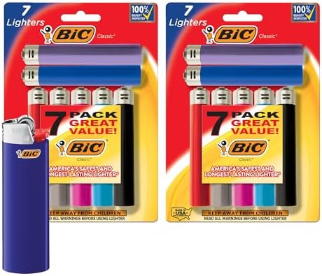 BIC Maxi Pocket Lighter, Classic Collection, Assorted Unique Lighter Colors, 14 Count Pack of Lighters