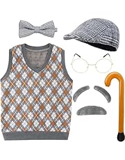 EBYTOP Kids 100 Days of School Old Man Halloween Costume Dress up Outfit Accessories