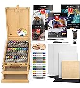 Arteza Acrylic Painting Art Set, Includes Acrylic Paint Set, Acrylic Markers, Easel, Canvases, Fo...