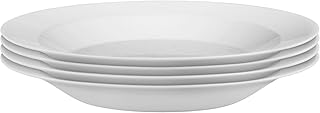 Denby - James Martin Everyday Pasta Bowl Set of 4 - Porcelain White Simple Pasta Bowls 400ml, 3.5cm Depth - Dishwasher Mic...