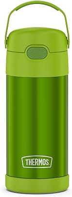 THERMOS FUNTAINER Water Bottle with Straw - 12 Ounce, Lime - Kids Stainless Steel Vacuum Insulated Water Bottle with Lid