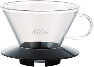 Kalita Wave Pour Over Coffee Dripper, Size 185​, Makes 16-26oz, Single Cup Maker, Heat-Resistant Glass, Patented &amp; Portable,black