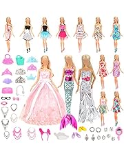 Barwa 55 Pcs Doll Clothes and Accessories Set EU CE-EN71 Certified Include 15 Clothes Party Grown Outfits + 40 Different Doll Accessories for 11.5 Inch Dolls