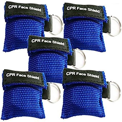 LSIKA-Z 5pcs CPR Face Shield Mask Keychain Ring Emergency Kit CPR Face Shields for First Aid or CPR Training (Blue-5)