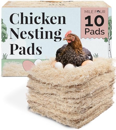 Mile Four Nesting Pads for Chicken Coops | 10 Pads | 13"x13" | USA Grown, 100% Biodegradable, Sustainably Harvested, Premium Aspen Excelsior Nesting Pads