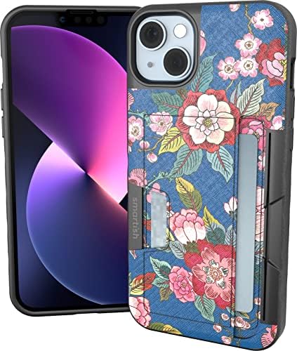 Smartish® iPhone 14 Plus Wallet Case - Wallet Slayer Vol. 2 [Slim + Protective] Credit Card Holder w/Kickstand - Drop Tested Hidden Card Slot Compatible w/Apple iPhone 14 Plus - Flirty Flowers