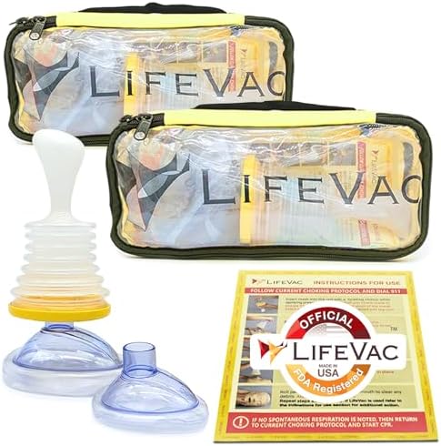 LifeVac Yellow Travel Kit 2 Pack - Portable Suction Rescue Device, First Aid Kit for Kids and Adults, Portable Airway Suction Device for Children and Adults