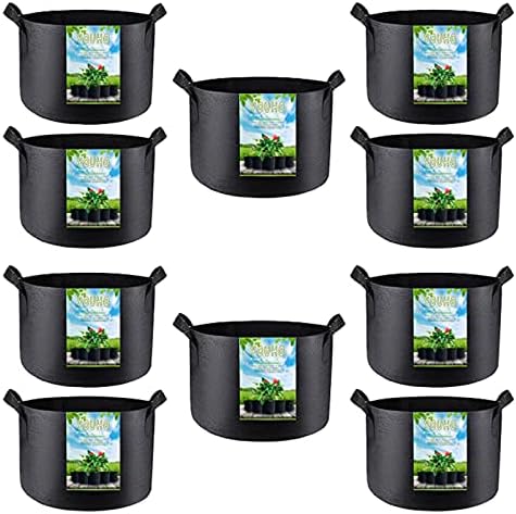 YOUHO Plant Grow Bags 10-Pack 2 Gallon, Heavy Duty Thickened Nonwoven Fabric Pots with Handles