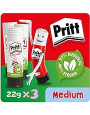 Pritt Glue Stick, Safe &amp; Child-Friendly Craft Glue for Arts &amp; Crafts Activities, Strong-Hold adhesive for School &amp; Office Supplies, 22 g (Pack of 3)