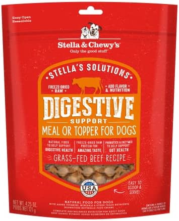 Stella & Chewy's – Stella’s Solutions Digestive Boost – Grass-Fed Beef Dinner Morsels – Freeze-Dried Raw, Protein Rich, Grain Free Dog Food – 4.25 oz Bag