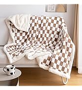 LOMAO Sherpa Throw Blanket Fleece Blanket with Checkered Pattern Soft Thick Blanket for Couch, Be...