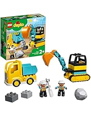 LEGO® DUPLO® Construction Truck &amp; Tracked Excavator 10931 Digger Toy and Tipper Truck, Building Site Toy for Kids Aged 2