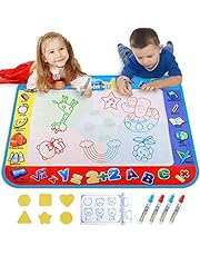 Alago Water Doodle Mat,Kids Toys Large Aqua Mat,Toddlers Painting Coloring Pad with 4 Colors,Gifts for Girls Boys Age 2 3 4 5+ Years Old,4 Pens,Drawing Molds and Booklet Included