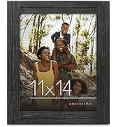 Americanflat 11x14 Picture Frame in Charcoal Black - Rustic Picture Frame with Textured Engineere...