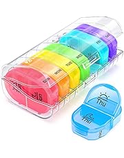 AUVON Pill Box Organiser, Travel Pill Boxes 7 Day 2 Times A Day with 7 Colorful Attachable Tablet Organiser for Medicine, Medication, Vitamin, Supplement and Fish Oil