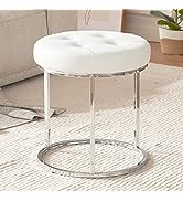 Duhome Faux Leather Ottoman Stool, Vanity Chair Button Tufted Footrest Stool Makeup Stool with Me...