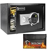 ROLOWAY Steel Money Safe Box for Home with Fireproof Money Bag for Cash Safe Hidden, Security Saf...