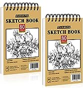 FIXSMITH 5.5"X8.5" Sketch Book | 160 Sheets (68 lb/100gsm) | 2 Pack Sketchbooks | Top Spiral Boun...