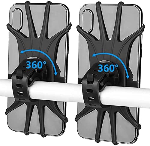 VOVIGGOL Bike Phone Mount 2 Pack, Universal Motorcycle Phone Holder for Bike, 360°Rotation Silicone Bicycle Phone Holder Handlebar Phone Mount Compatible with iPhone 14 13 12 Pro, Samsung