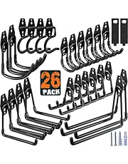 HUPBIPY 26 Pack Garage Hooks Heavy Duty,Utility Steel Garage Storage Hooks,Wall Mount Garage Hanger&amp;Organizer for Organizing Power Tools,Ladders,Bulk Items,Bikes,Ropes and More Equipment