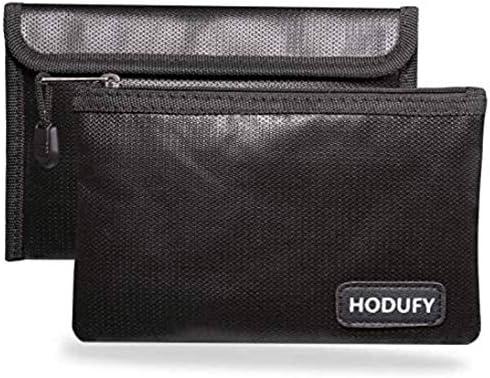 Small Fireproof Bag, Hodufy 5 x 8 inches Non-Itchy Fireproof Money Bag, Fireproof Cash Bag, Bank Fireproof Bag Set for Valuables - Passport, Bank Deposit, Keys