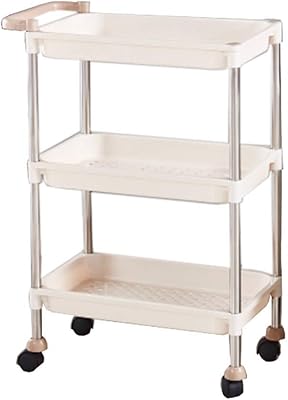 Service Trolleys Storage Tea Cart, Serving Wine Cart Multifunction Utility Trolley with Armrests, for Kitchen Bathroom Hotel Garden 3 Colors,Collecting Car,Recycling Car