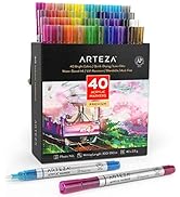 Arteza Acrylic Paint Markers, Set of 40 Colors, Long-Lasting Paint Pens with Plastic Nibs, Art Su...