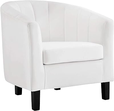 Modway Prospect Channel Tufted Upholstered Velvet Armchair, White