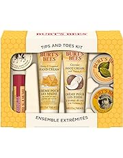 Burt&#39;s Bees Tips and Toes Gift Set, 6 Travel Size Products in Gift Box - 2 Hand Creams, Foot Cream, Cuticle Cream, Hand Salve and Lip Balm