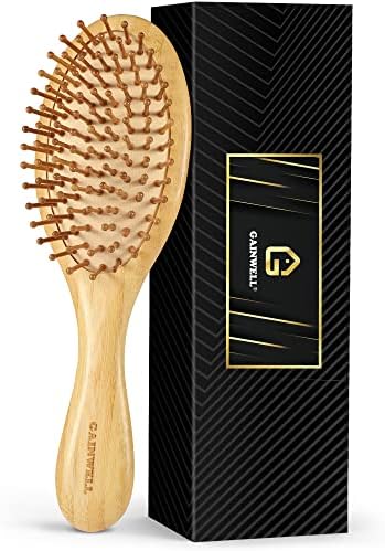 GAINWELL Bamboo Hair Brush for Hair Growth, Natural Bamboo Bristles Detangling Wooden Paddle Hairbrush for Massaging Scalp, for Women Men and Kids, for All Hair Types, with Ergonomic handle