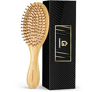 GAINWELL Bamboo Hair Brush for Hair Growth, Natural Bamboo Bristles Detangling Wooden Paddle Hairbrush for Massaging Scalp, for Women Men and Kids, for All Hair Types, with Ergonomic handle