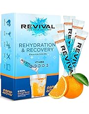 Revival Rapid Rehydration, Electrolytes Powder - High Strength Vitamin C, B1, B3, B5, B12 Supplement Sachet Drink, Effervescent Electrolyte Hydration Tablets - 6 Pack Orange