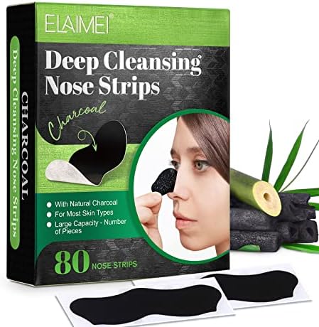 Nose Strips,80Pcs Blackhead Remover Strips,Blackhead Pore Strips, Charcoal Deep Cleaning Nose Strips,Suitable for All Skin Tape, Men & Women