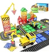 Magnetic Tiles Magnetic Construction Set with 2 Cranes Boys Toys for Ages 3-5 5-7 8-10 Building T...