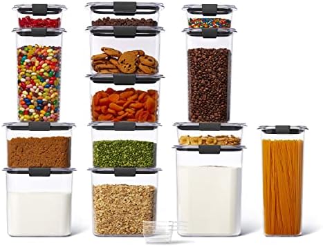 Rubbermaid Brilliance 14-Piece Food Storage Container Set with Scoops, Airtight, BPA-Free, for Kitchen and Pantry Organization