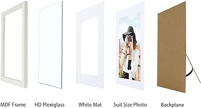 Picrit 8.5x11 Picture Frame Set of 12, Display 6x8 with Mat or 8.5 x 11 Without Mat, Photo Frames for Wall Mounting or Table Top Display, White.
